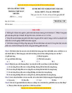 Đề thi thử tốt nghiệp Sinh học trường THPT Hàn Thuyên năm 2024