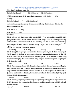 Chuyên đề dạy thêm Chủ đề 5: Bài tập thuỷ phân saccharose - maltose Hóa học 12 (sách mới)