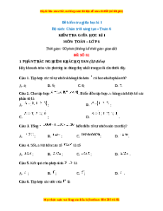 Đề thi giữa kì 1 Toán 6 Chân trời sáng tạo (Đề 2)