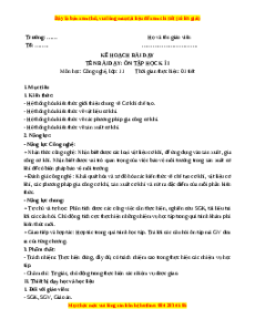 Giáo án Bài Ôn tập cuối học kì 1 Công nghệ cơ khí 11 Kết nối tri thức