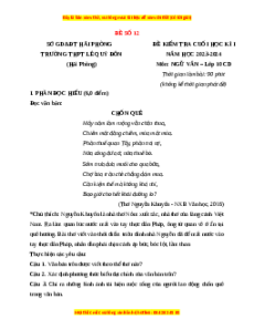 Đề thi cuối kì 1 Ngữ Văn 10 Cánh diều (Đề 12)