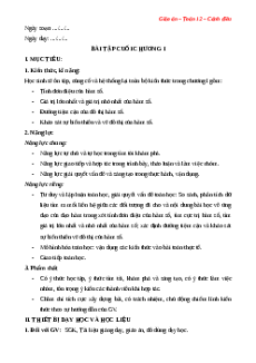 Giáo án Bài tập cuối chương 1 Toán 12 Cánh diều