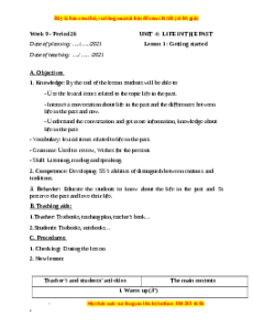 Giáo án Unit 4: Life in the past Tiếng Anh 9 CV 5512