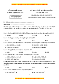 Đề thi thử Hóa Học trường Ngô Sĩ Liên năm 2021
