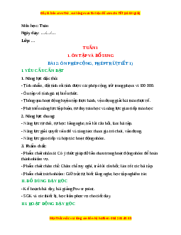 Giáo án Ôn tập phép cộng, phép trừ Toán 4 Chân trời sáng tạo