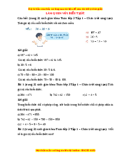 Giải Sgk Toán lớp 3 Bài 16: Làm quen với biểu thức (Chân trời sáng tạo)