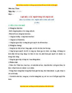 Giáo án Cộng các phân số cùng mẫu số Toán lớp 4 Cánh diều