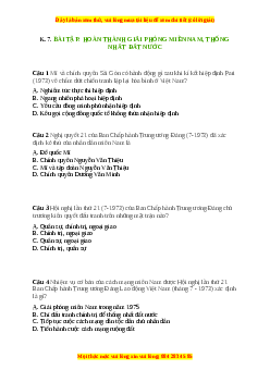 Trắc nghiệm Bài 30 Lịch sử 9: Hoàn thành giải phóng miền Nam, thống nhất đất nước (1973 - 1975)