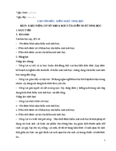 Giáo án chuyên đề Bài 5: Khái niệm, cơ sở khoa học và vai trò của kiểm soát Sinh học 12 Kết nối tri thức