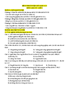 Đề cương ôn tập Giữa kì 1 Lịch sử 8 (dùng chung cả 3 sách)