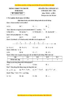 Đề thi cuối kì 1 Toán 6 Chân trời sáng tạo Phòng GD&ĐT Tuy Phước - Bình Định