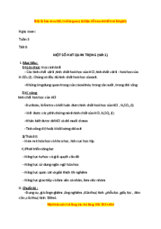 Giáo án Một số axit quan trọng Hóa học 9