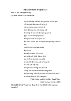 Đề thi giữa kì 1 Ngữ văn 12 Chân trời sáng tạo (Đề 6)