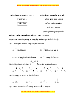 Đề thi giữa kì 1 Toán 7  Kết nối tri thức có đáp án (Đề 9)