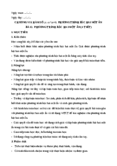 Giáo án Phương trình bậc hai một ẩn Toán 9 Cánh diều