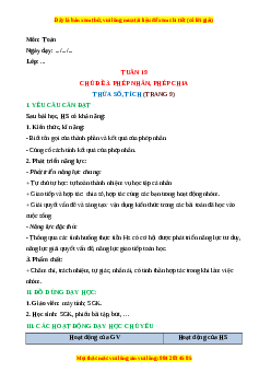 Giáo án Thừa số - Tích Toán lớp 2 Cánh diều
