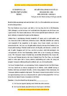 Đề thi cuối kì 1 Tiếng Anh 11 Sở GD&ĐT Đắk Lắk