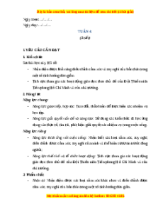 Giáo án Tuần 4 HĐTN lớp 4 Chân trời sáng tạo