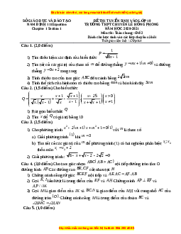 Đề thi vào 10 môn Toán tỉnh Nam Định năm 2022
