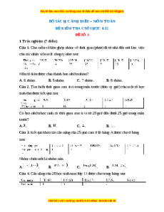 Đề thi cuối kì 2 Toán 11 Cánh diều (Đề 4)