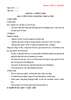 Giáo án Tiếp tuyến của đường tròn Toán 9 Cánh diều