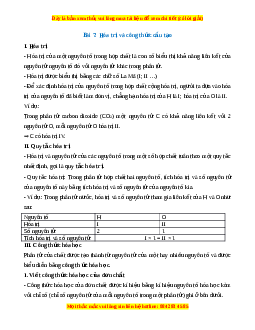 Lý thuyết Khoa học tự nhiên 7 Chân trời sáng tạo Bài 7: Hóa trị và công thức hóa học