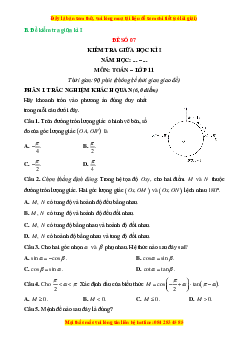 Đề thi giữa kì 1 Toán 11 Chân trời sáng tạo (đề 7)