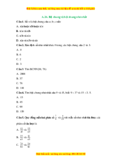 Trắc nghiệm Bội chung và bội chung nhỏ nhất Toán 6 Cánh diều