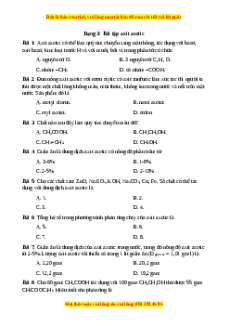 Trắc nghiệm Bài tập axit axetic Hóa học 9