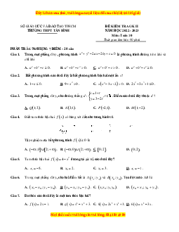 Bộ 7 đề thi giữa kì 2 Toán 10 TP Hồ Chí Minh có đáp án
