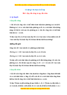 Lý thuyết Toán 10 Chân trời sáng tạo Chương 8 Bài 1: Quy tắc cộng và quy tắc nhân