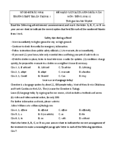 Đề thi KSCL Tiếng Anh 12 trường THCS Thuận Thành 1 2024-2025