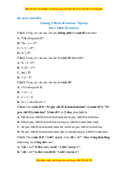 Bài tập trắc nghiệm Toán 10 kì 1 Cánh diều (có đáp án)