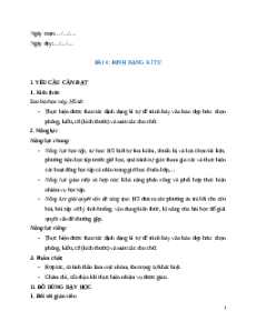 Giáo án Chủ đề E Bài 4 Tin học lớp 5 Cánh diều: Định dạng kí tự