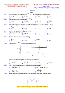 Đề thi thử tốt nghiệp Toán trường THPT Lạng Giang 1 - Bắc Giang lần 1 năm 2024