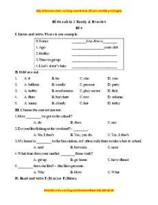 Đề thi cuối kì 2 Tiếng Anh lớp 4 Family and Friends (Đề 4 kèm file nghe)