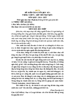 Đề thi cuối kì 1 Tiếng Việt lớp 5 Kết nối tri thức (Đề 5)