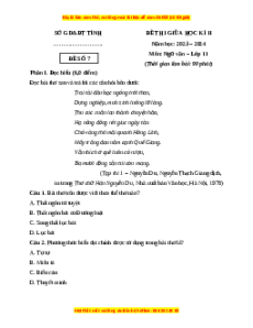 Đề thi giữa kì 2 Ngữ văn 11 Kết nối tri thức (Đề 7)