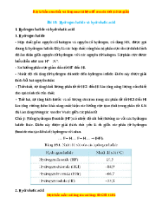 Lý thuyết Hydrogen halide và hydrohalic acid Hóa 10 Cánh diều