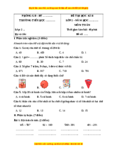 Đề thi cuối kì 2 Toán lớp 2 Cánh diều (Đề 8)