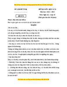 Đề thi giữa học kì 2 Ngữ Văn 10 Cánh diều có đáp án (Đề 8)