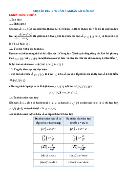 Chuyên đề Đạo hàm và khảo sát hàm số (Ôn thi Tốt nghiệp Toán 2025)