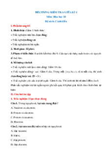 Đề cương giữa kì 1 Hóa học 10 Cánh diều