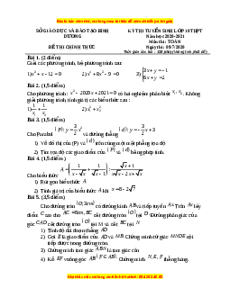 Đề thi vào 10 môn Toán tỉnh Bình Dương (Hệ không chuyên) năm 2021