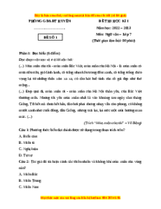 Đề thi cuối học kì 1 Ngữ Văn 7 Chân trời sáng tạo (Đề 1)