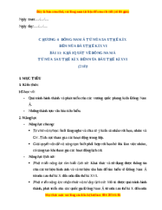 Giáo án Bài 11 Lịch sử 7 Chân trời sáng tạo: Khái quát về Đông Nam Á từ nửa sau thế kỉ X đến nửa đầu thế kỉ XVI (phiên bản 2)