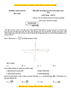 Đề thi thử Toán trường Chuyên Bắc Ninh năm 2021