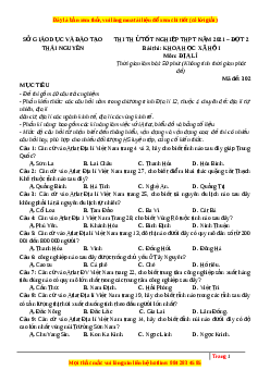 Đề thi thử Địa Lí Sở Thái Nguyên năm 2021