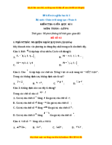 Đề thi giữa kì 1 Toán 6 Chân trời sáng tạo (Đề 3)