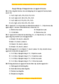 Trắc nghiệm Bài tập về bảng tuần hoàn các nguyên tố hóa học Hóa học 9